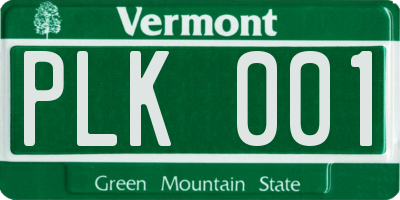 VT license plate PLK001