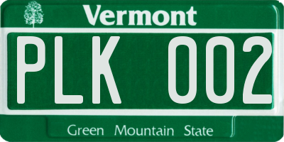 VT license plate PLK002
