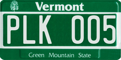VT license plate PLK005