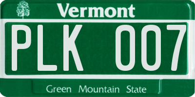 VT license plate PLK007