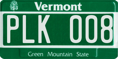 VT license plate PLK008