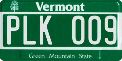 VT license plate PLK009