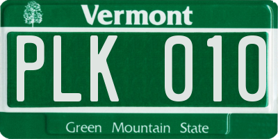 VT license plate PLK010