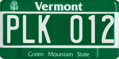 VT license plate PLK012