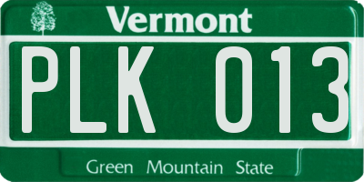 VT license plate PLK013