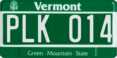 VT license plate PLK014