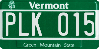 VT license plate PLK015