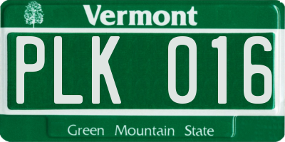 VT license plate PLK016