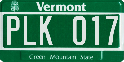 VT license plate PLK017