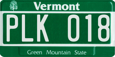 VT license plate PLK018