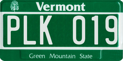 VT license plate PLK019