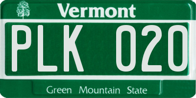 VT license plate PLK020