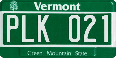 VT license plate PLK021