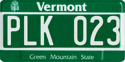 VT license plate PLK023