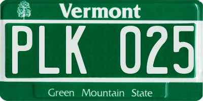 VT license plate PLK025