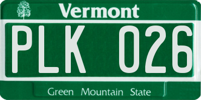 VT license plate PLK026