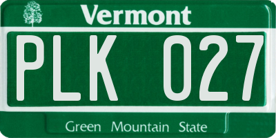 VT license plate PLK027