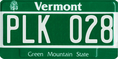 VT license plate PLK028