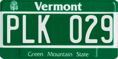 VT license plate PLK029
