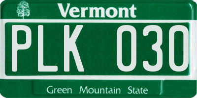 VT license plate PLK030
