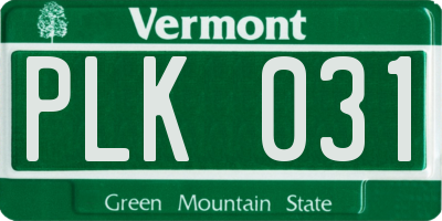 VT license plate PLK031