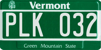 VT license plate PLK032
