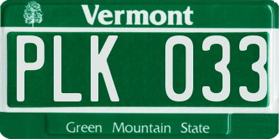 VT license plate PLK033