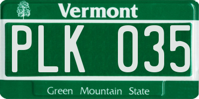 VT license plate PLK035