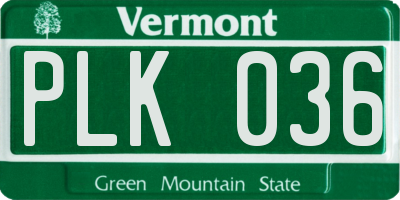 VT license plate PLK036