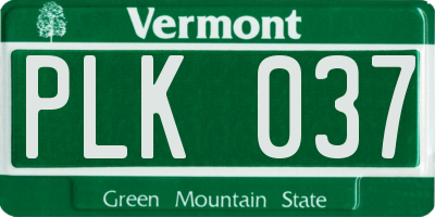 VT license plate PLK037