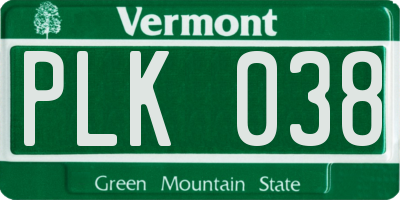 VT license plate PLK038
