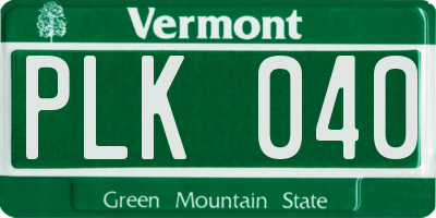 VT license plate PLK040
