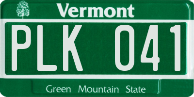 VT license plate PLK041