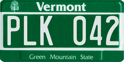 VT license plate PLK042