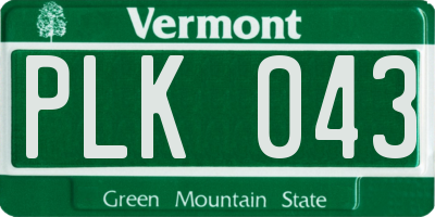 VT license plate PLK043