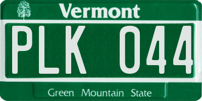 VT license plate PLK044