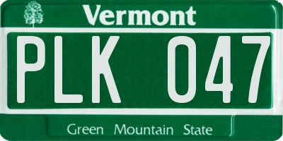 VT license plate PLK047