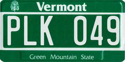 VT license plate PLK049