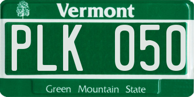 VT license plate PLK050