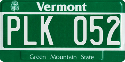 VT license plate PLK052