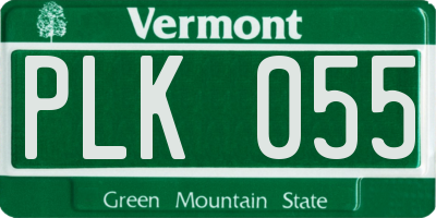 VT license plate PLK055