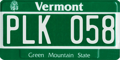 VT license plate PLK058
