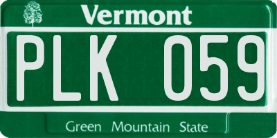 VT license plate PLK059