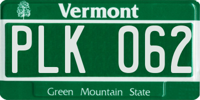 VT license plate PLK062