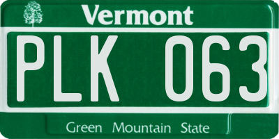 VT license plate PLK063