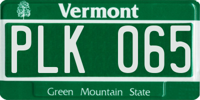 VT license plate PLK065