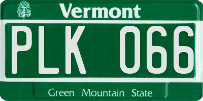 VT license plate PLK066