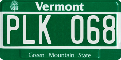 VT license plate PLK068