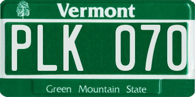 VT license plate PLK070