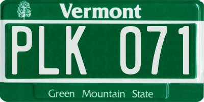 VT license plate PLK071